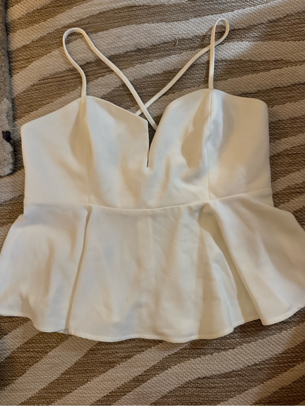 White Peplum Camisole with Sweetheart Neckline